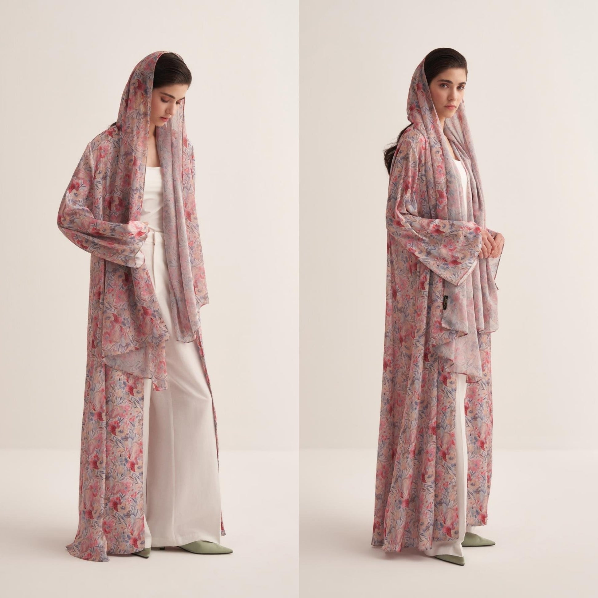 عباية مع وشاح بنقشات عصرية – أناقة متكاملة بإطلالة واحدة alsheikhabaya