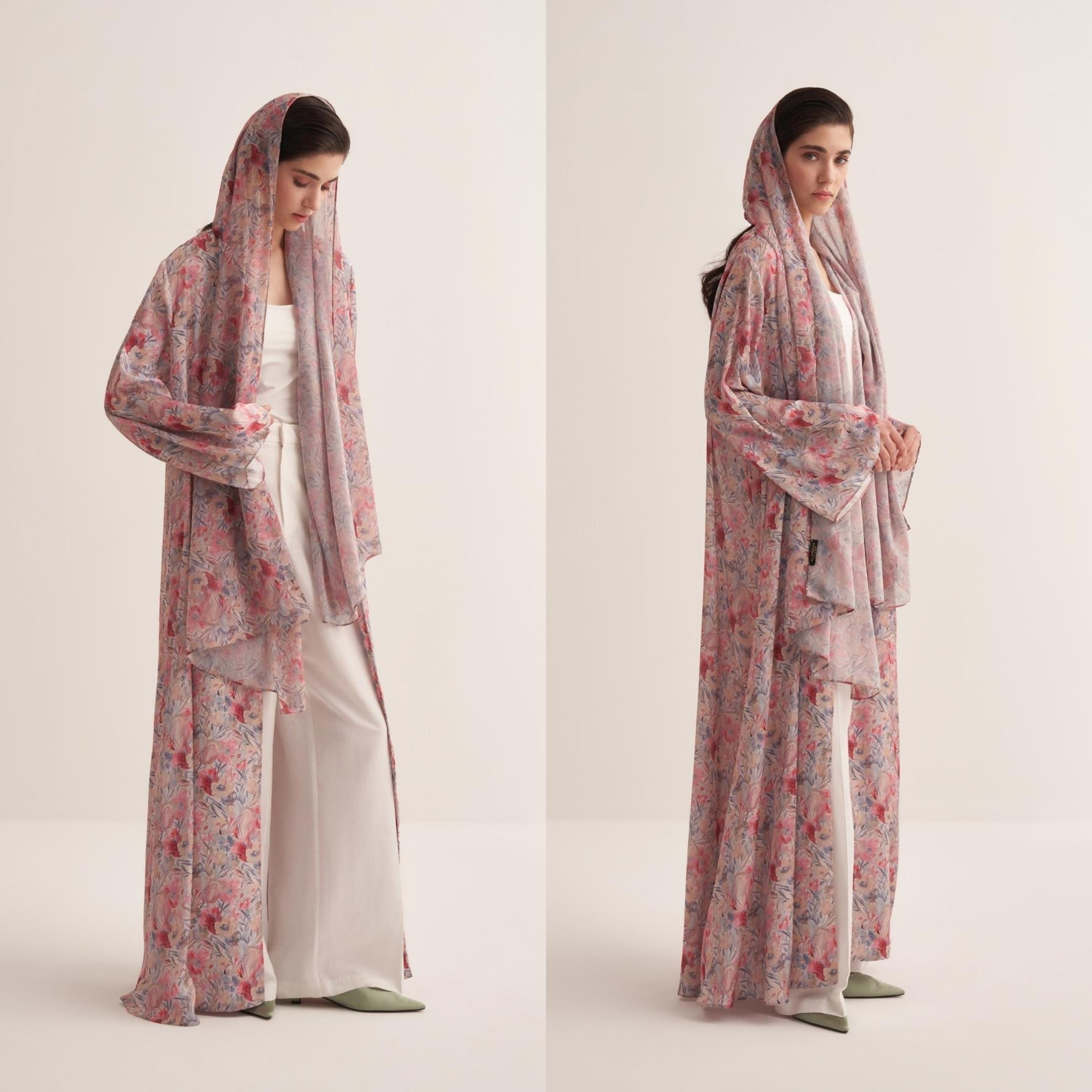 عباية مع وشاح بنقشات عصرية – أناقة متكاملة بإطلالة واحدة alsheikhabaya