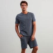 Men's Cotton Cut-Out Set - Short-Sleeve T-Shirt &amp; Pocket Shorts - Indigo