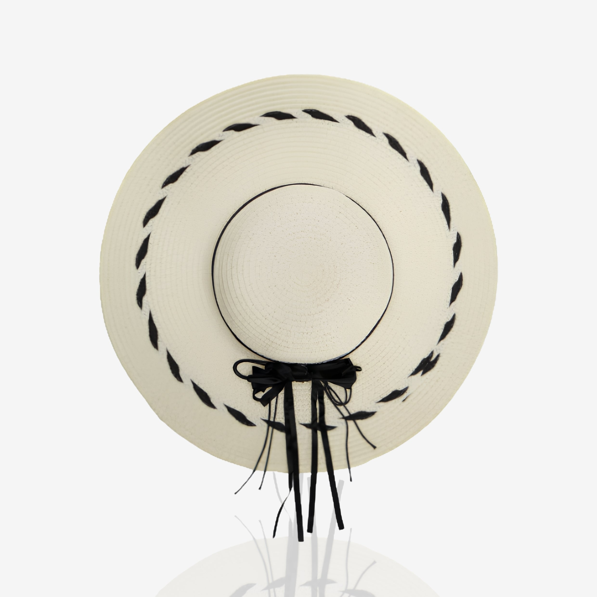 Women's Straw Hat - Ecru Stripe Design