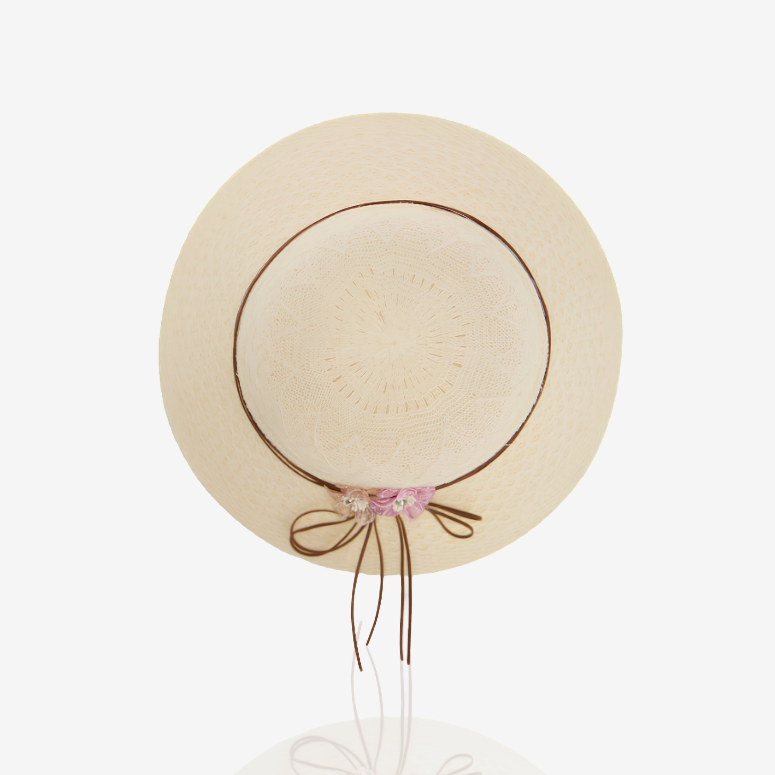 Women's Straw Hat - Ecru Stripe Design