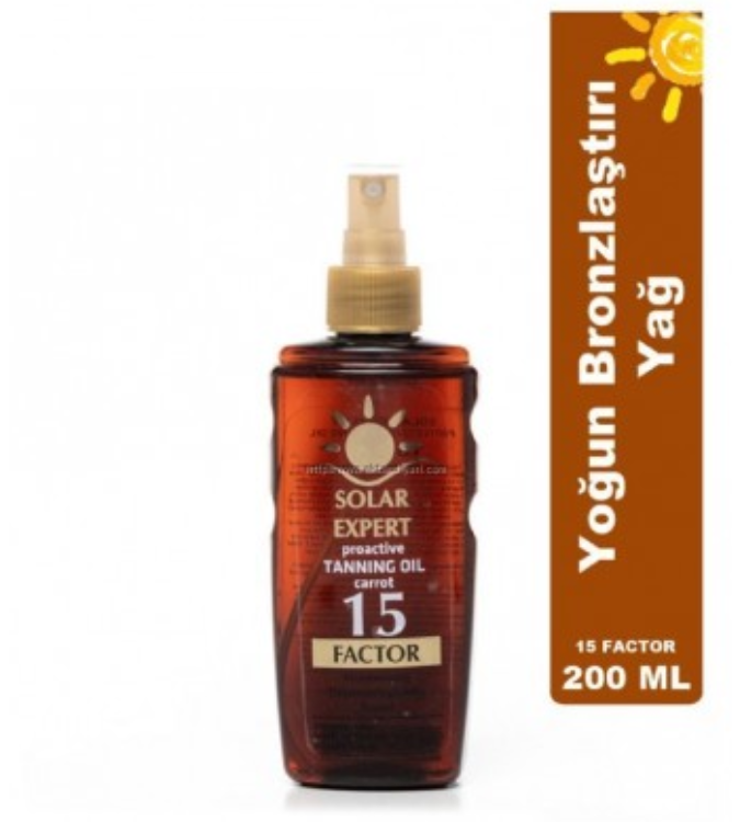 زيت التسمير المركز + حماية SPF 15 – 200 مل | Solar Expert – لون برونزي طبيعي مع حماية من الشمس