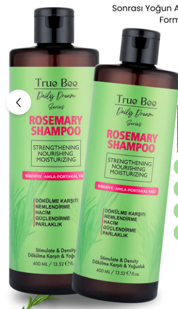 True Bee Daily Dream Series | 2'li Saç Kökü Güçlendirme Etkili Biberiye Şampuan 400 ml