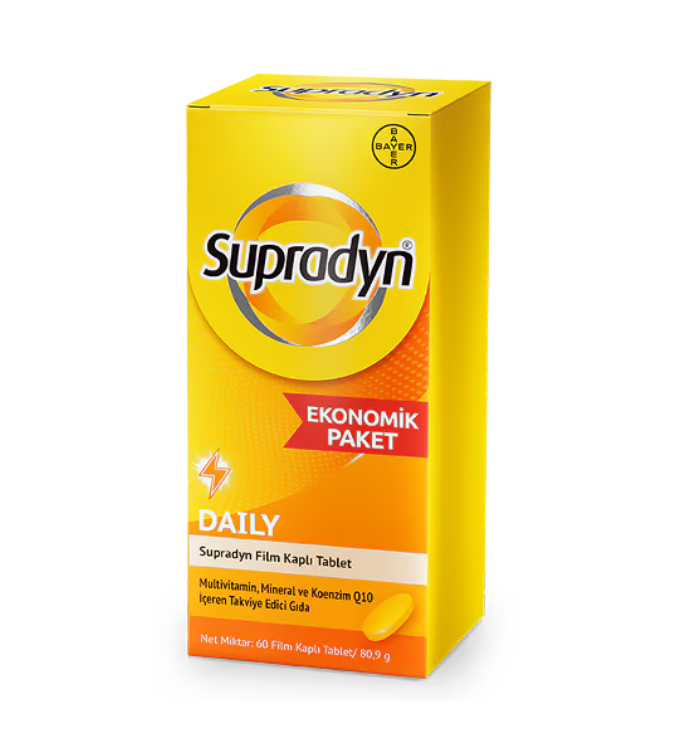 Supradyn Daily - CoQ10 - 60  / Q10 قرص مغلف لتعزيز الطاقة والنشاط اليومي مع مرافق الإنزيم