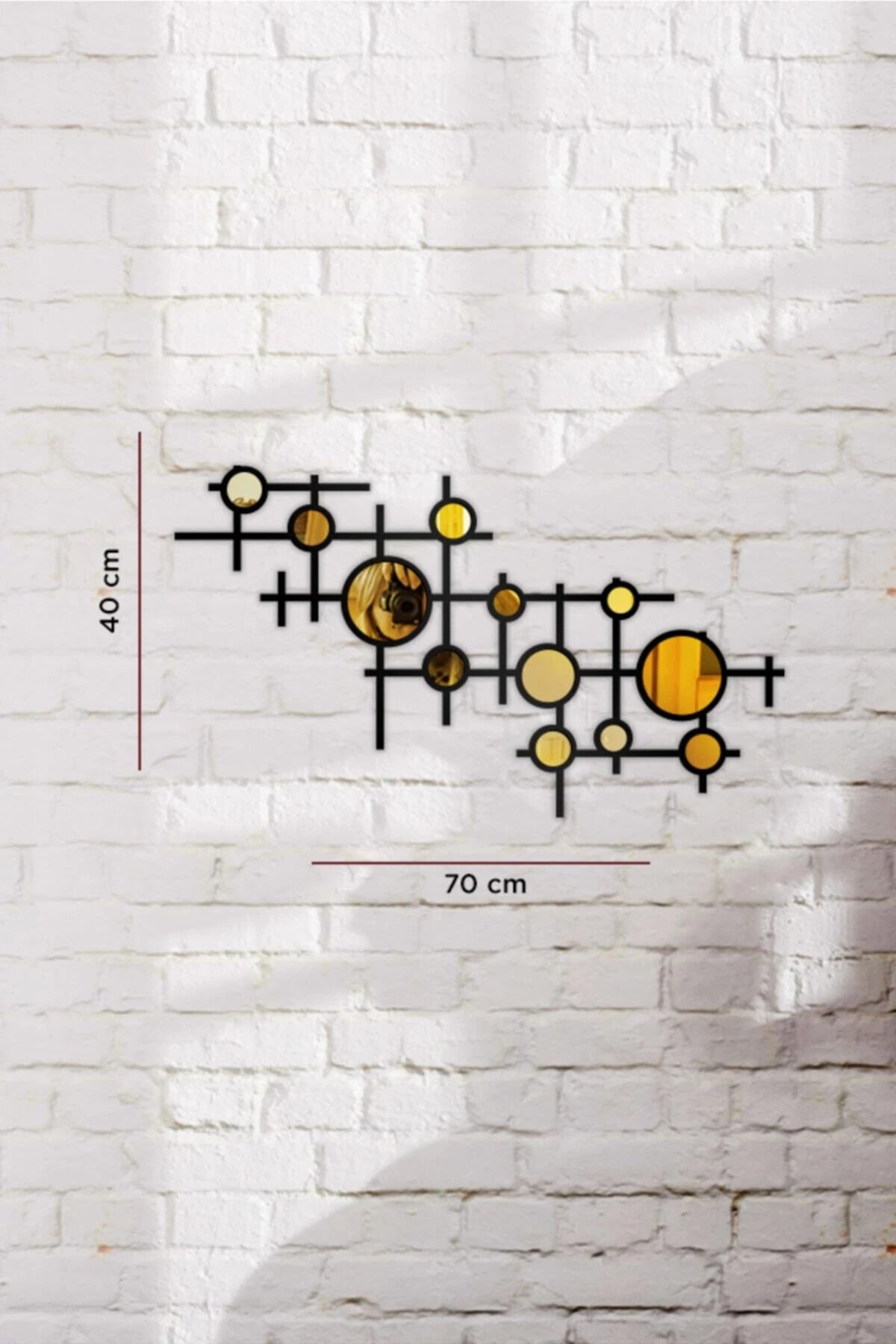 مرآة فيفا الجدارية من AHWALL - 45 × 70 سم - ذهبي - أسود - 197589297