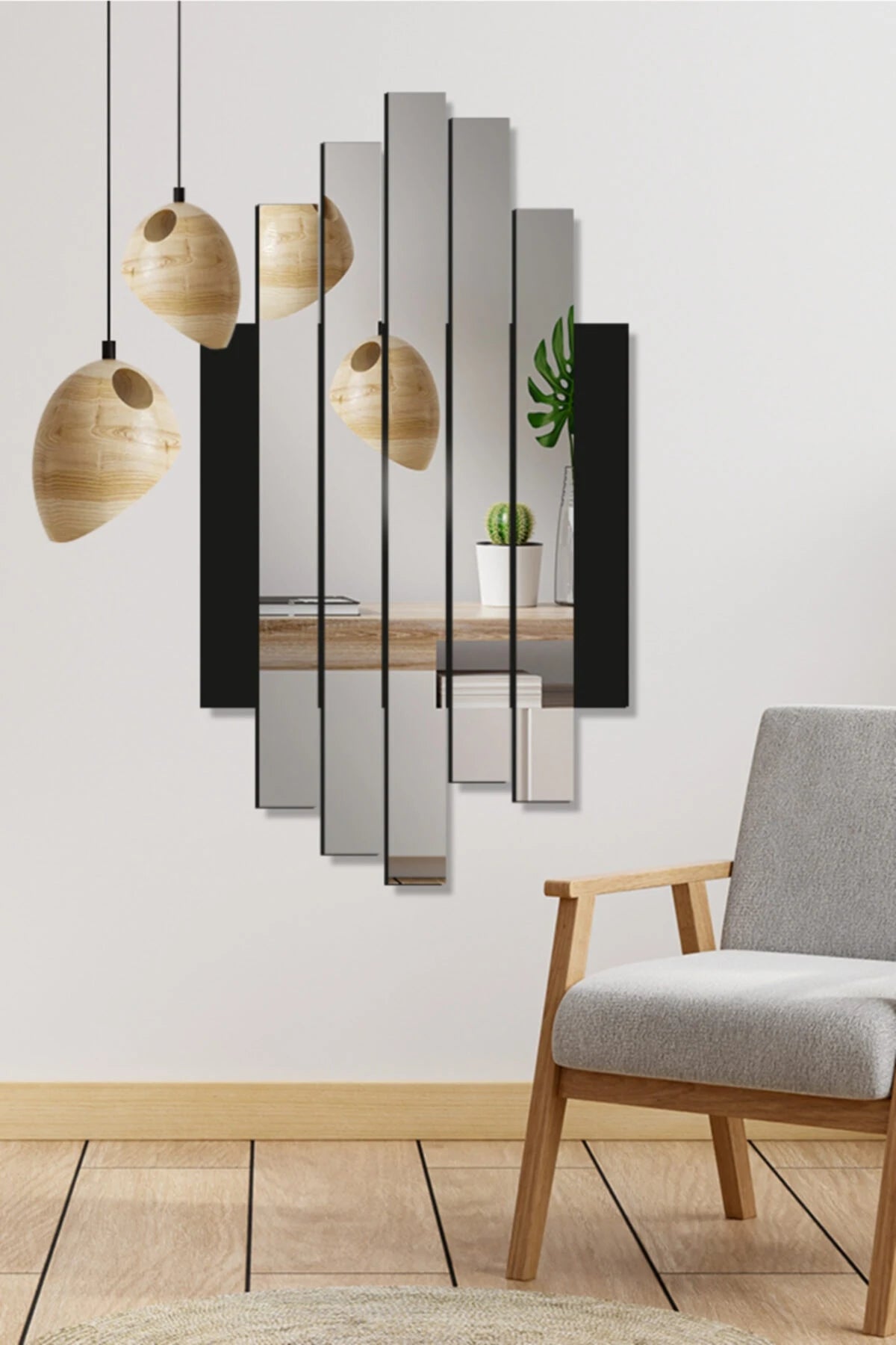 لوحات جدارية عاكسة غير متماثلة من AHWALL - فضي - 32 × 60 سم / قطعة - 212769132