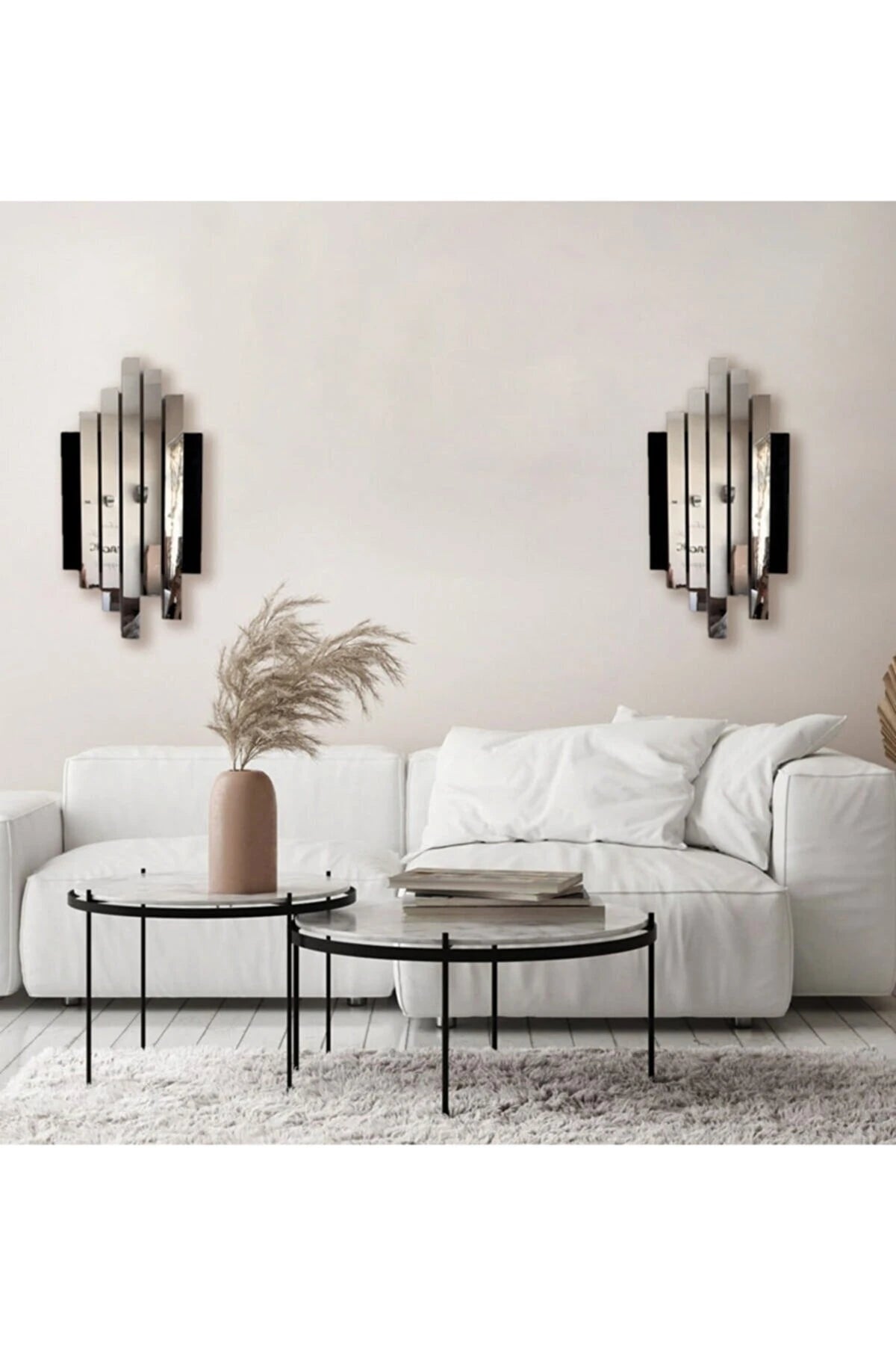 لوحات جدارية عاكسة غير متماثلة من AHWALL - فضي - 30 × 50 سم / قطعتان - 269288314