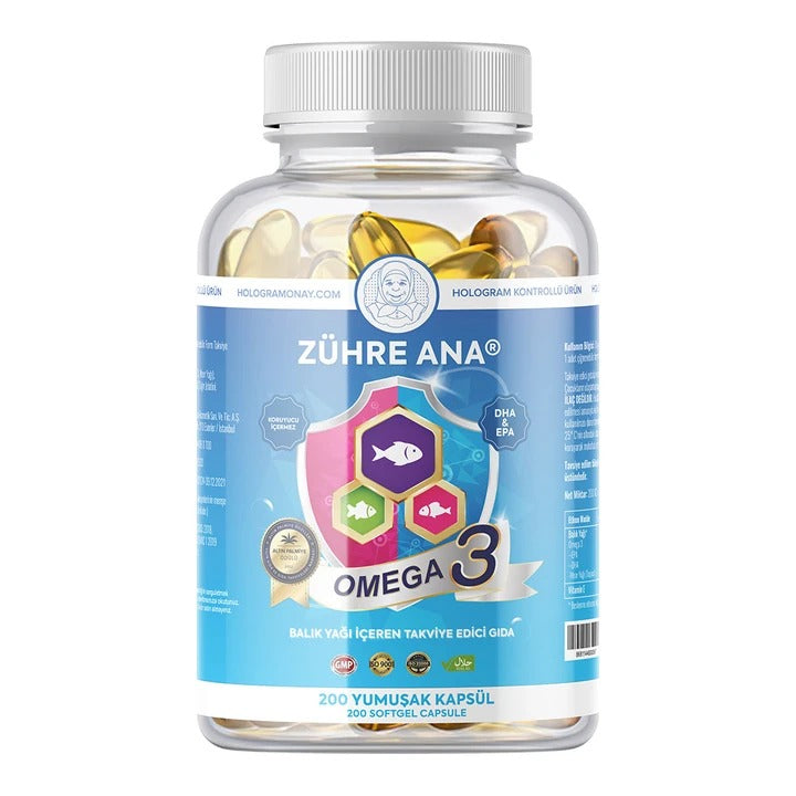 Omega-3 Fish Oil - 200 Capsules - 1300mg - 2 Pieces - Zahrat Anna