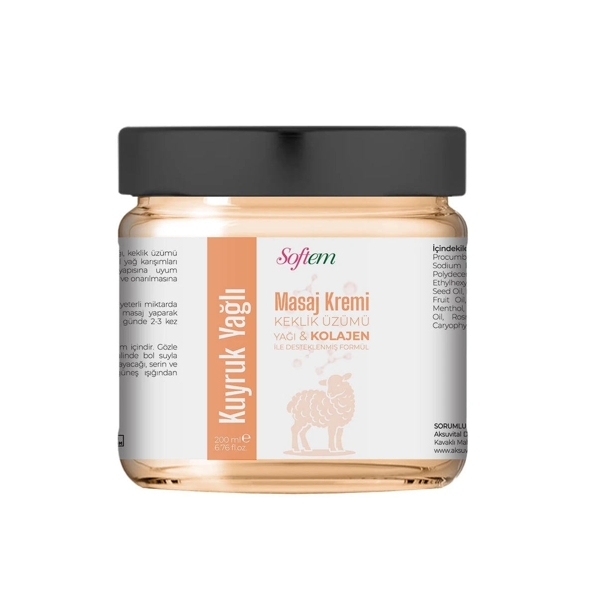 عبوة كريم مساج Softem بدهن الذيل والكولاجين بحجم 200 مل