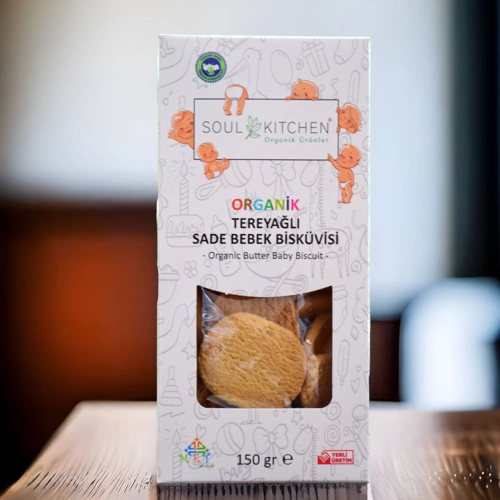 بسكويت أطفال عضوي سادة بالزبدة 150 غ من Soul Kitchen