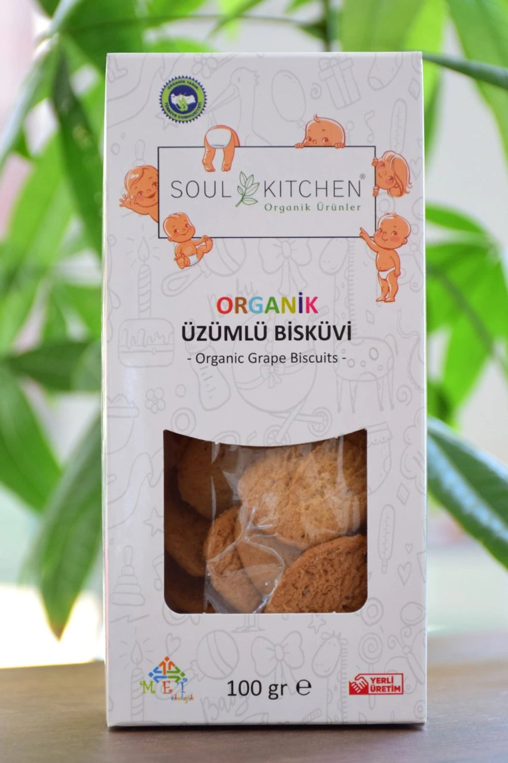 بسكويت أطفال عضوي بالعنب 100 غ من Soul Kitchen
