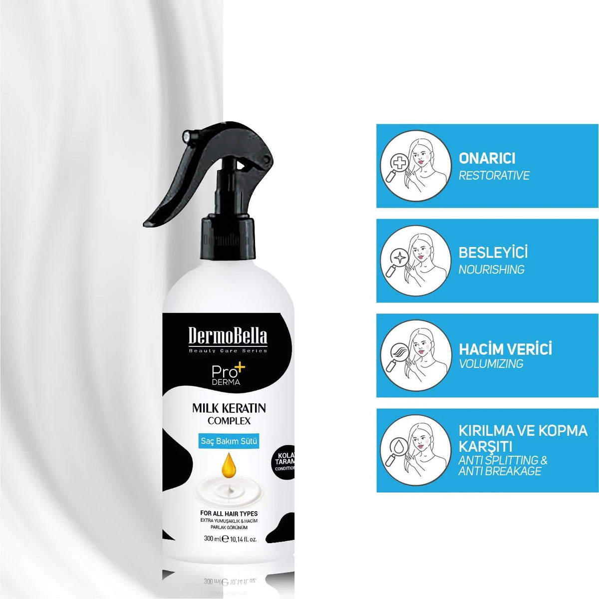 حليب العناية بالشعر Dermobella Milk Keratin Complex - 300 مل - صورة 2