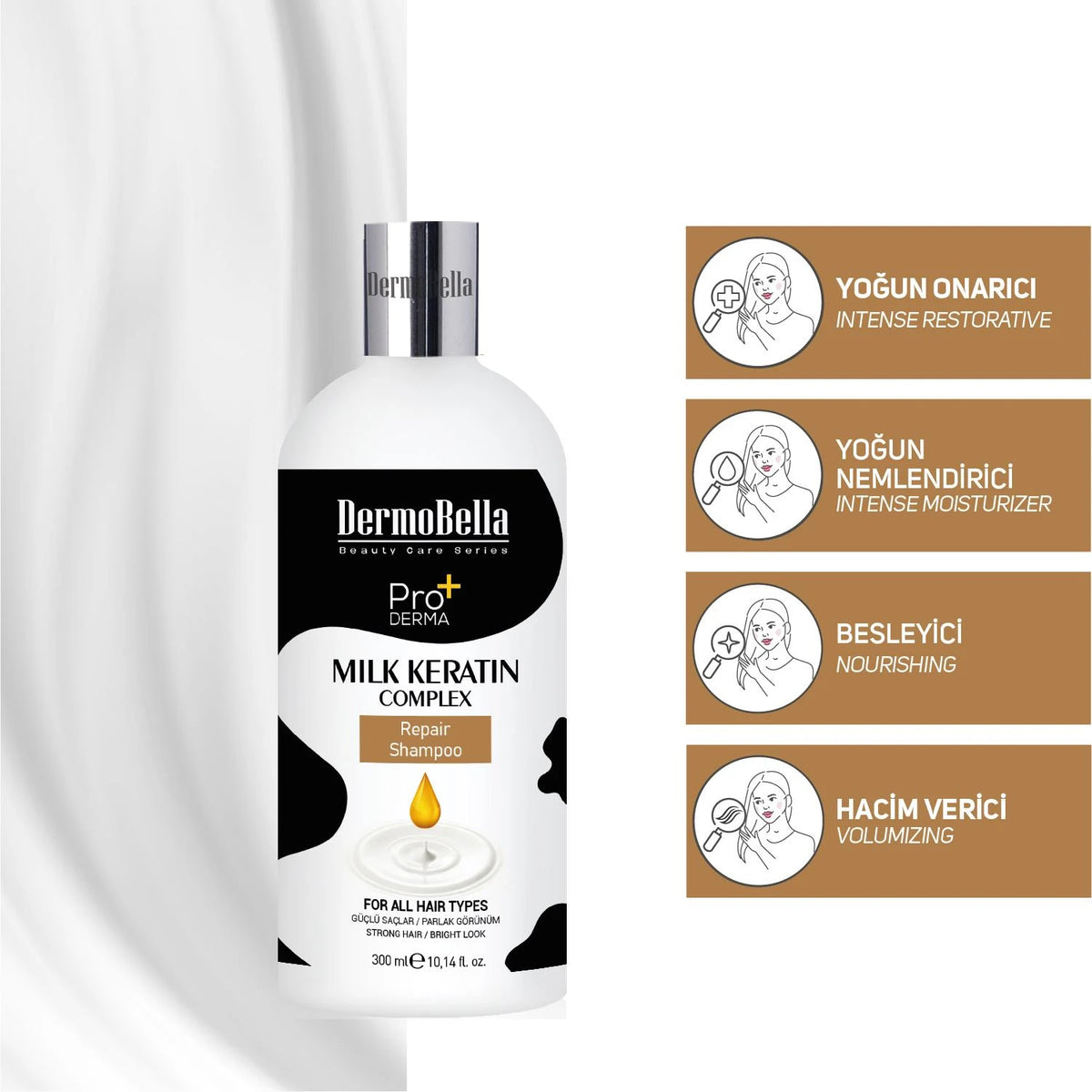شامبو Dermobella Milk Keratin Complex لإصلاح الشعر - 300 مل - صورة 2