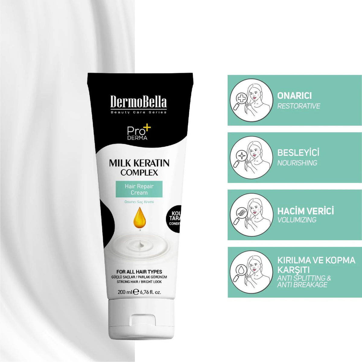 بلسم Dermobella Milk Keratin Complex لإصلاح الشعر - 200 مل - صورة 2