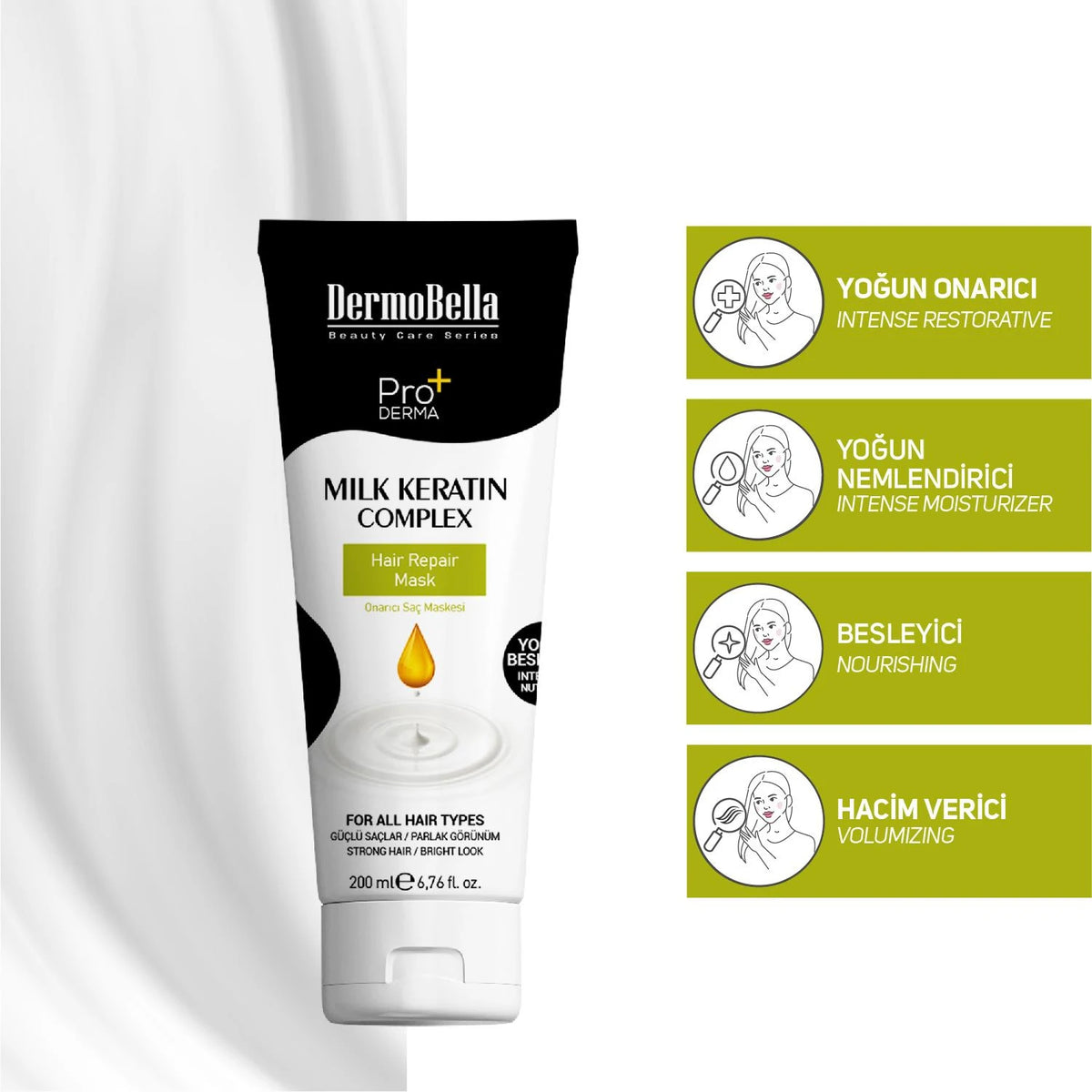 ماسك Dermobella Milk Keratin Complex لإصلاح الشعر - 200 مل - صورة 2