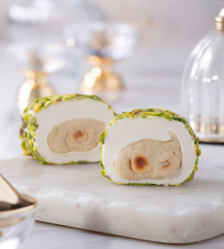 Turkish delight stuffed with hazelnut paste and covered with pistachios 500g - Şekerci Cafer Erol