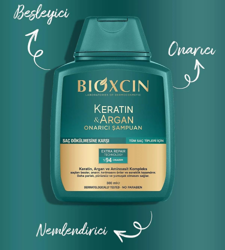 Bioxcin Keratin and Argan Therapy Shampoo 300 ml for damaged hair