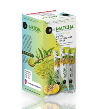 Matcha premium Japanese and bromelain tea with lemon flavour