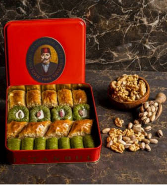 Mixed Baklava with Pistachio and Walnut - A Small Box 1kg - by Hafiz Mustafa