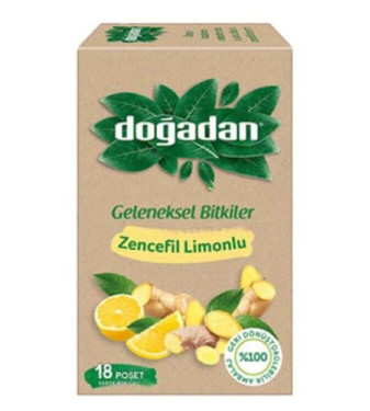 Ginger and lemon herbal tea from Doğadan, 18 sachets