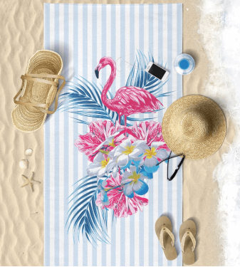 Beach Towel with a Digital Flamingo Print - VEVİEN HOME