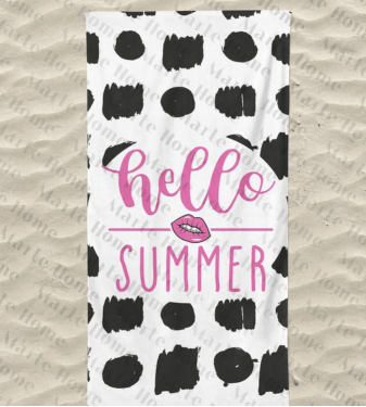 Marte Beach Towel with Hello Summer Design
