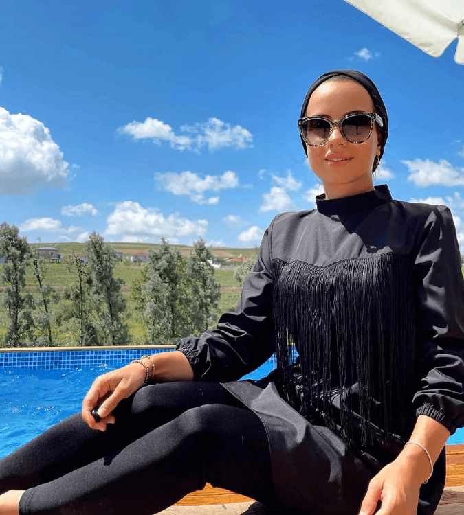 Burkini for hijab women decorated with tassels