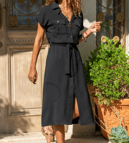Women Dress with Belt and Pockets from Sungirl