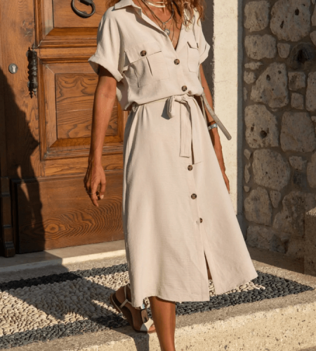 Women Dress with Belt and Pockets from Sungirl