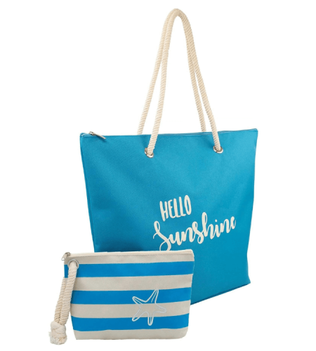 Zip beach bag with small bag