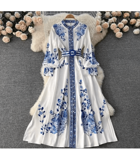White Women's Dress with a Floral Design, made of satin fabric