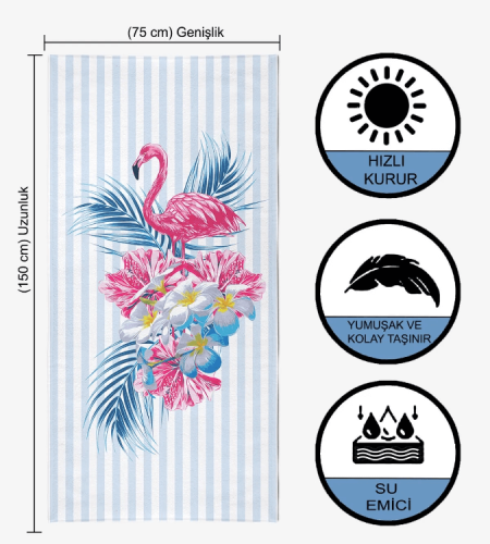 Beach towel Beach Towel with a Digital Flamingo Print - VEVİEN HOME
