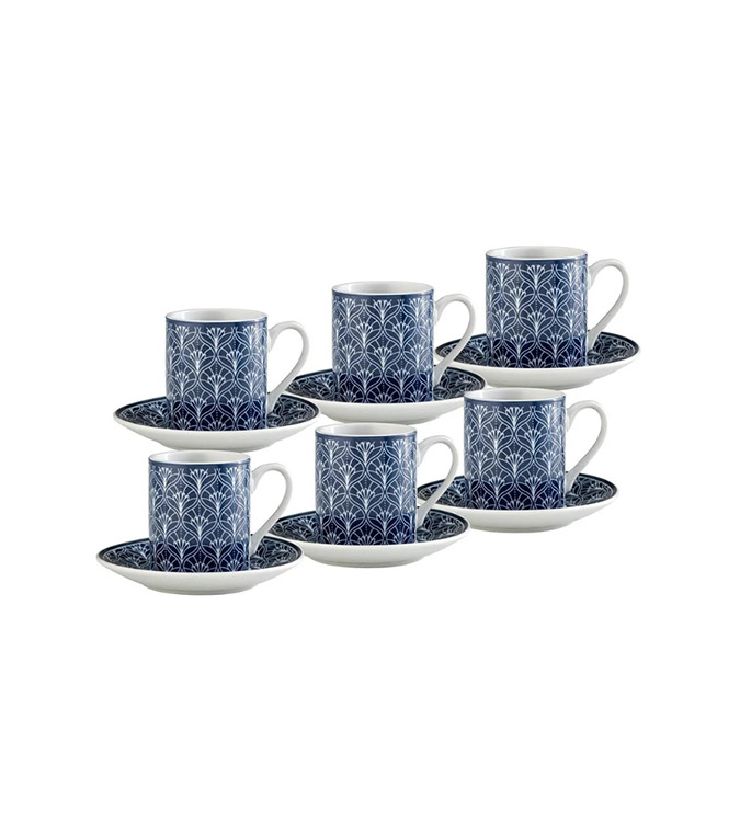Emsan Turkish coffee cups set for 6 people. blue