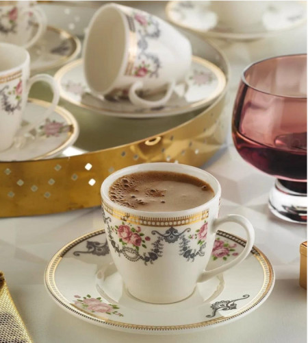Porcelain Turkish coffee cups set for 6 people