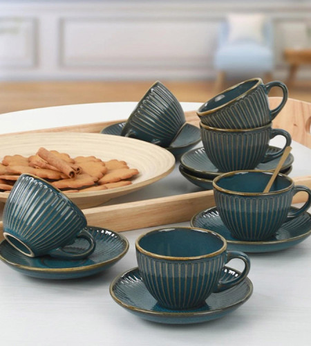 Ceramic tea cups set from Keramika for 6 persons