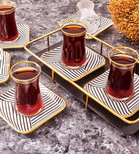 Deluxe Turkish tea cups set from Karaca for 6 people