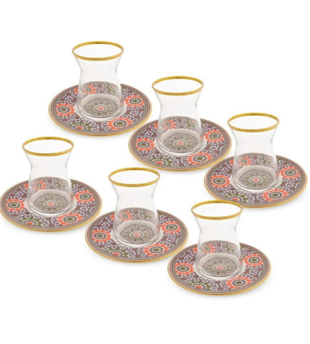 Emsan Turkish tea cups set for 6 people