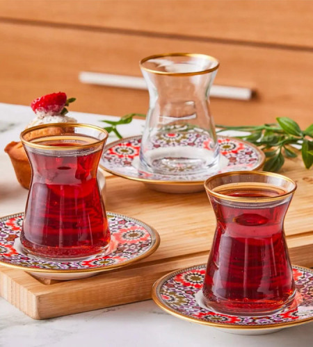 Emsan Turkish tea cups set for 6 people