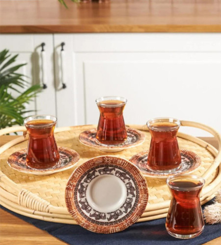 Karaca Zebra tea cups set of 12 pieces for 6 persons