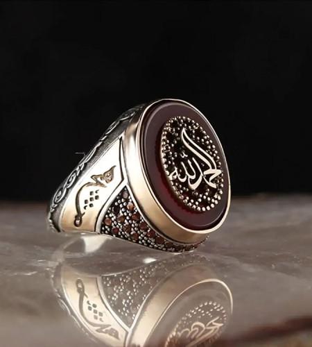 Sterling Silver Men's Ring 925 with Agate Stone