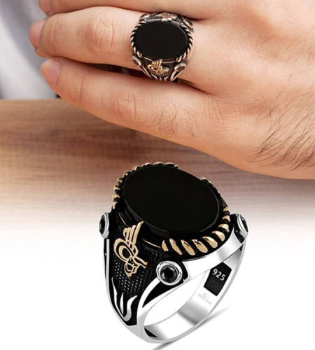 Silver Men's Ring 925 with Black Onyx Stone