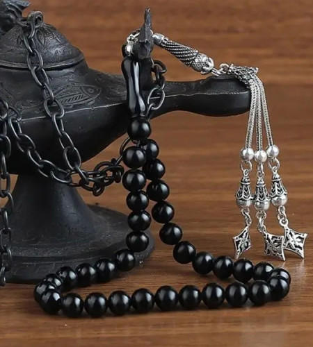 Oltu Rosary with Silver Tassel