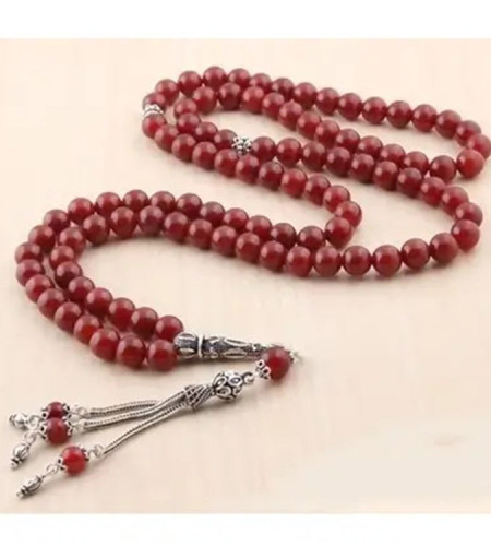 925 Agate Stone Rosary with Silver Tassel