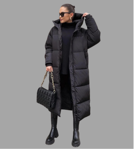 Black long puffer coat