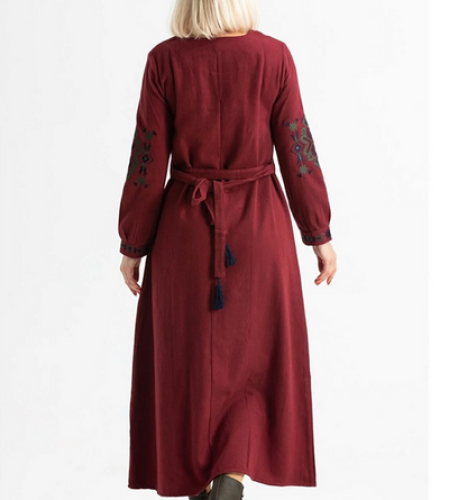 Burgundy cotton dress