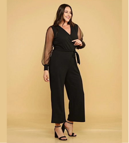 Black jumpsuit with chiffon sleeves