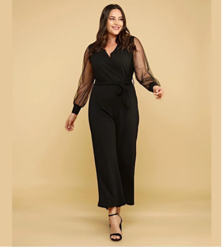 Black jumpsuit with chiffon sleeves