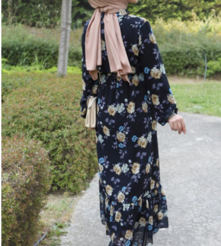 Tesettür Dunyası's Floral Patterned Chiffon Dress