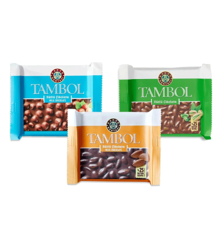 Kahve Dünyası Tambol Set of 3 Pieces Milk Chocolate with Nuts (Almond - Pistachio - Hazelnut)