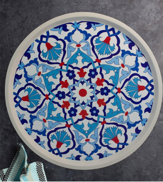 Patterned White Round Tray